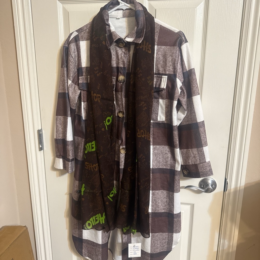 Classic Brown and White Checkered coat Shirt